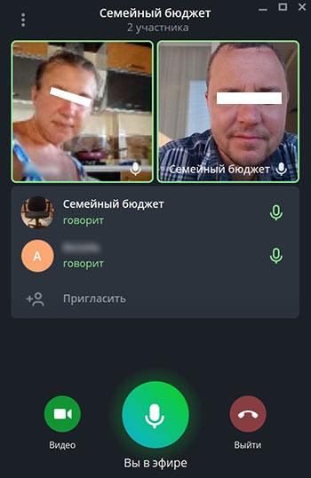 общение в групповом видеочате Telegram